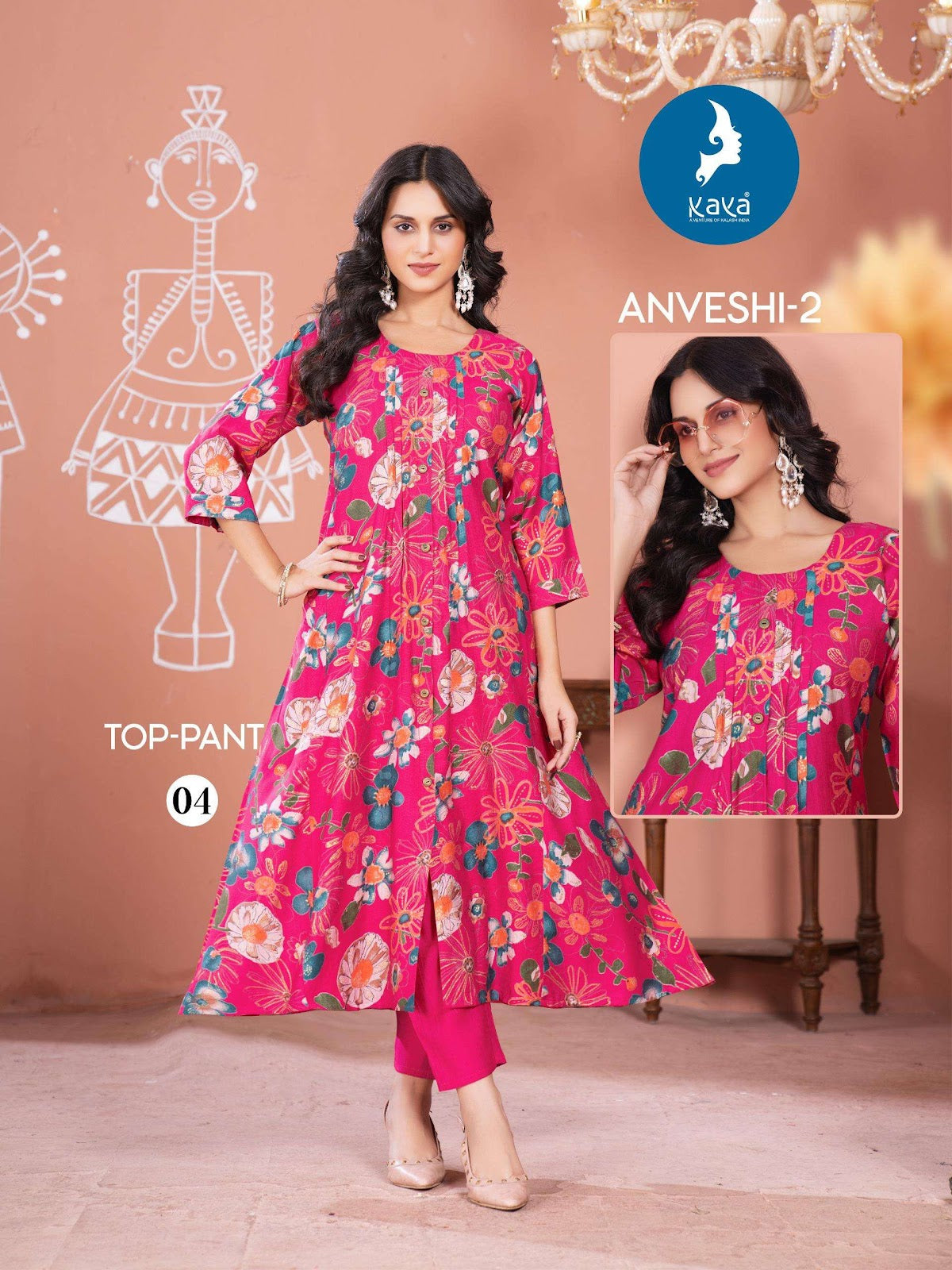 Anveshi Vol 2 Kaya Vertican Kurti Pant Set Manufacturer