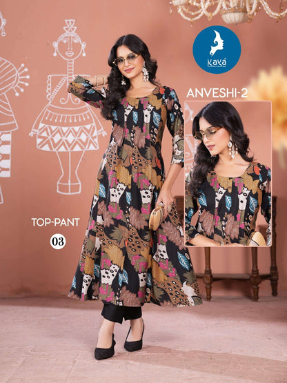 Anveshi Vol 2 Kaya Vertican Kurti Pant Set Manufacturer