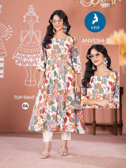 Anveshi Vol 2 Kaya Vertican Kurti Pant Set Manufacturer