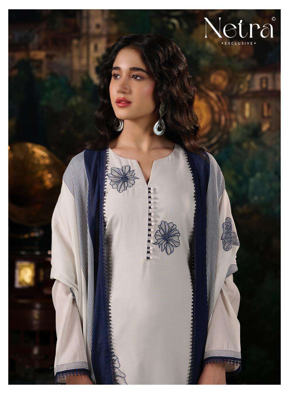 Anvi Netra Mul Chanderi Pant Style Suits Supplier Gujarat