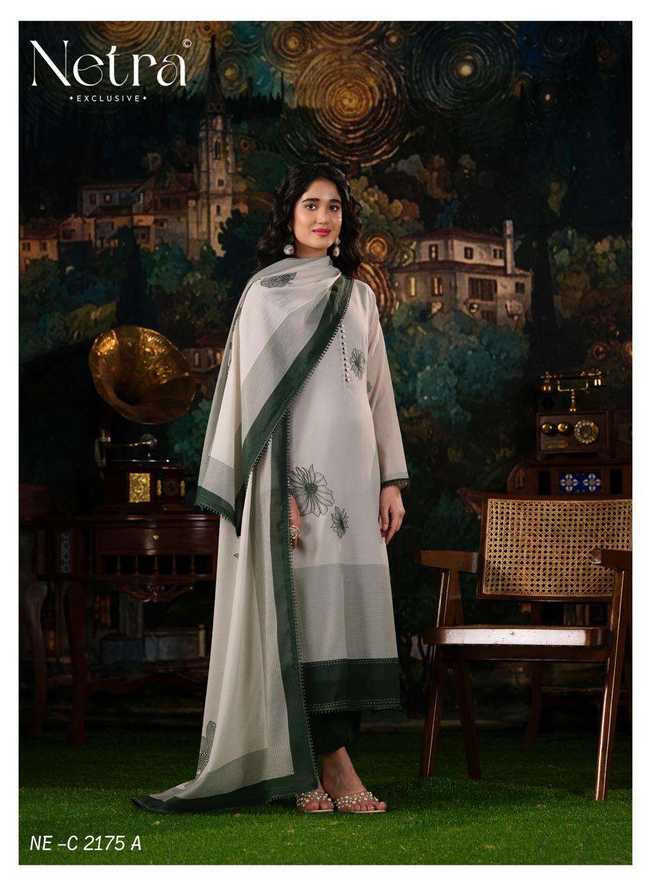 Anvi Netra Mul Chanderi Pant Style Suits Supplier Gujarat