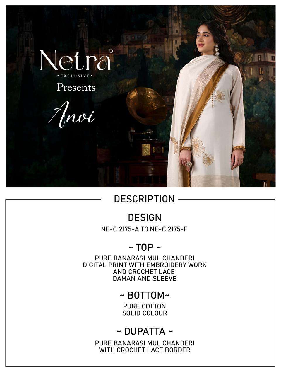 Anvi Netra Mul Chanderi Pant Style Suits Supplier Gujarat