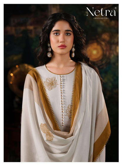 Anvi Netra Mul Chanderi Pant Style Suits Supplier Gujarat