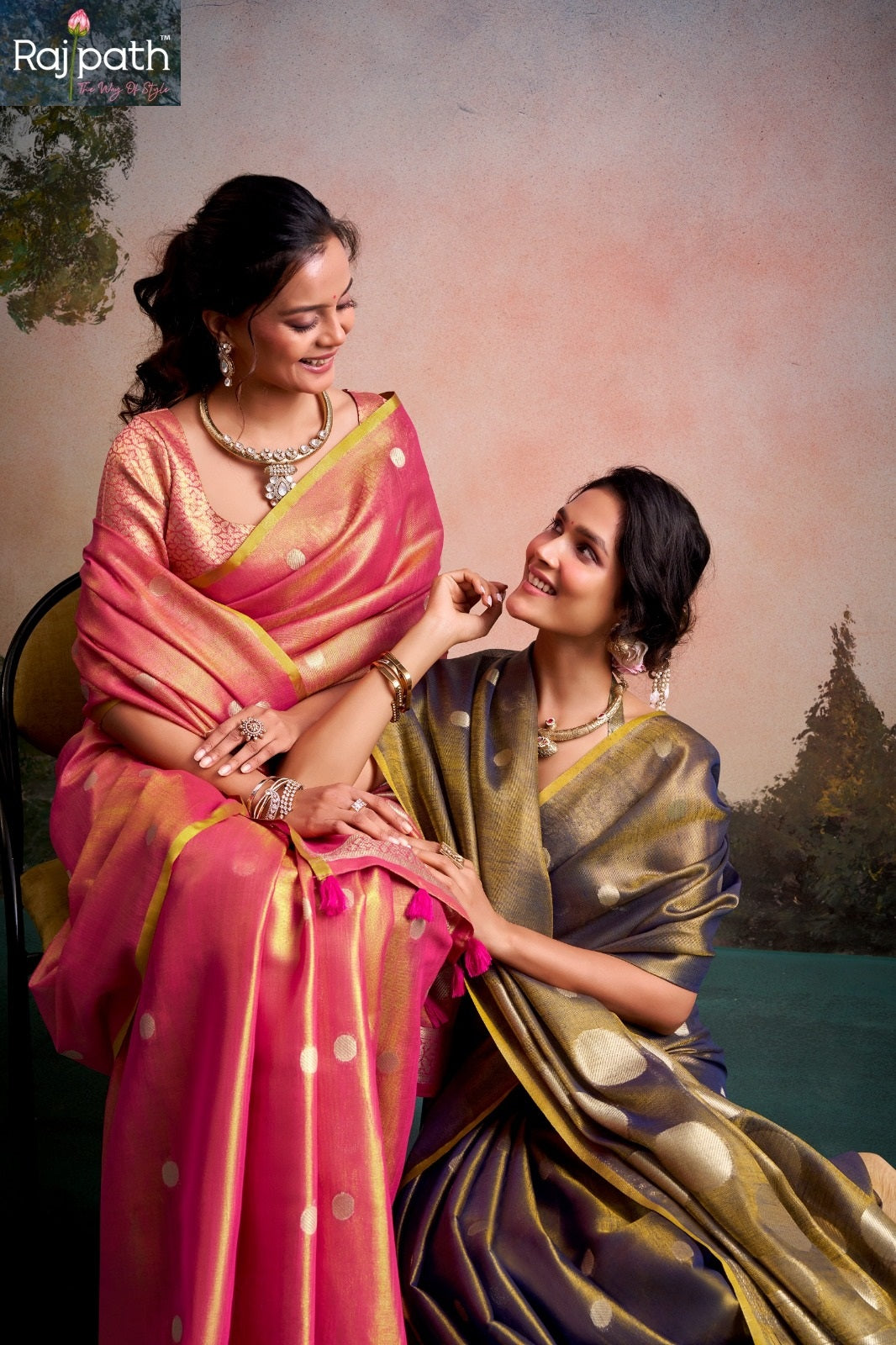 Anvika Doller Silk Rajpath Tissue Silk Sarees Supplier Ahmedabad