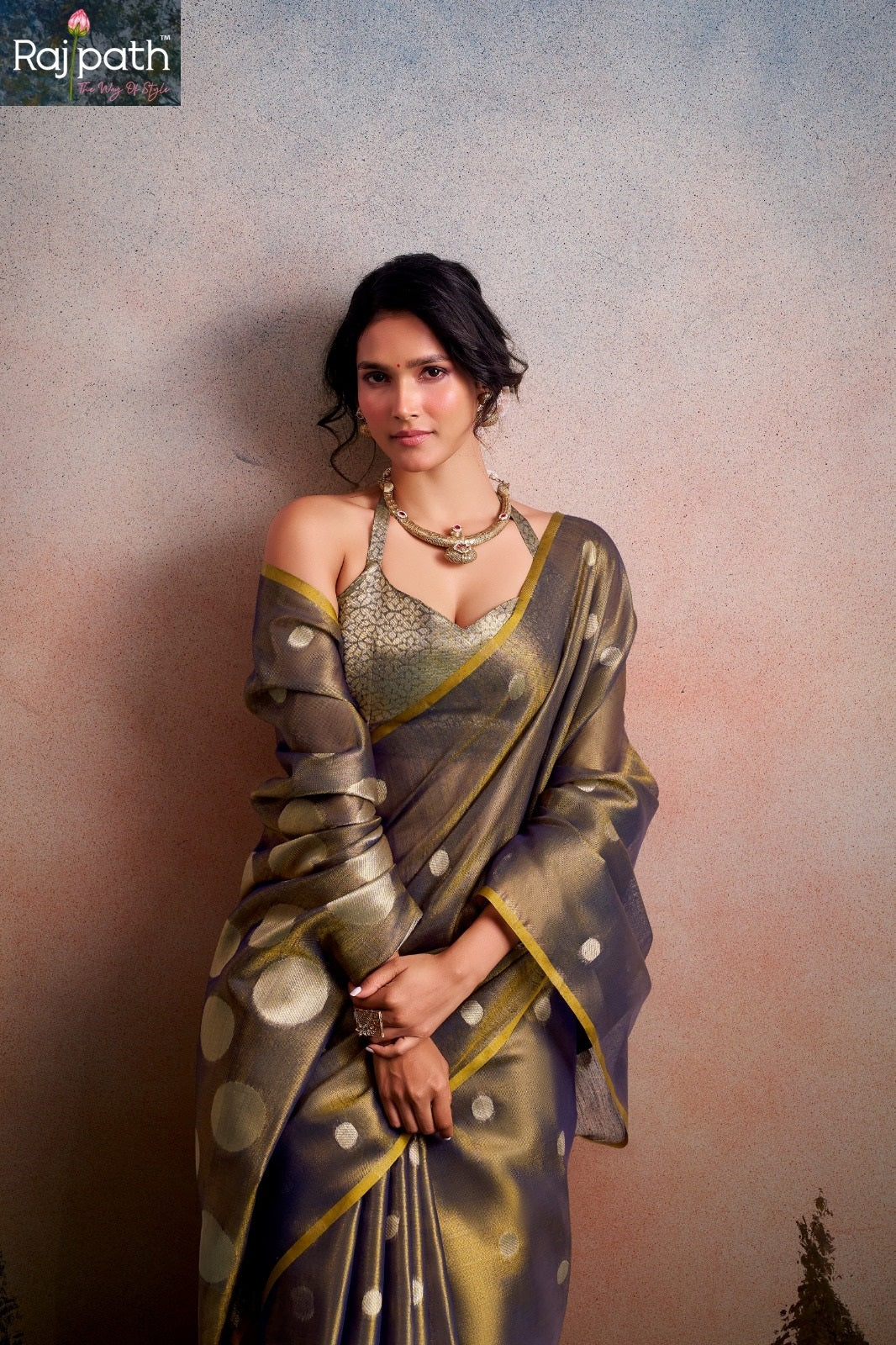 Anvika Doller Silk Rajpath Tissue Silk Sarees Supplier Ahmedabad