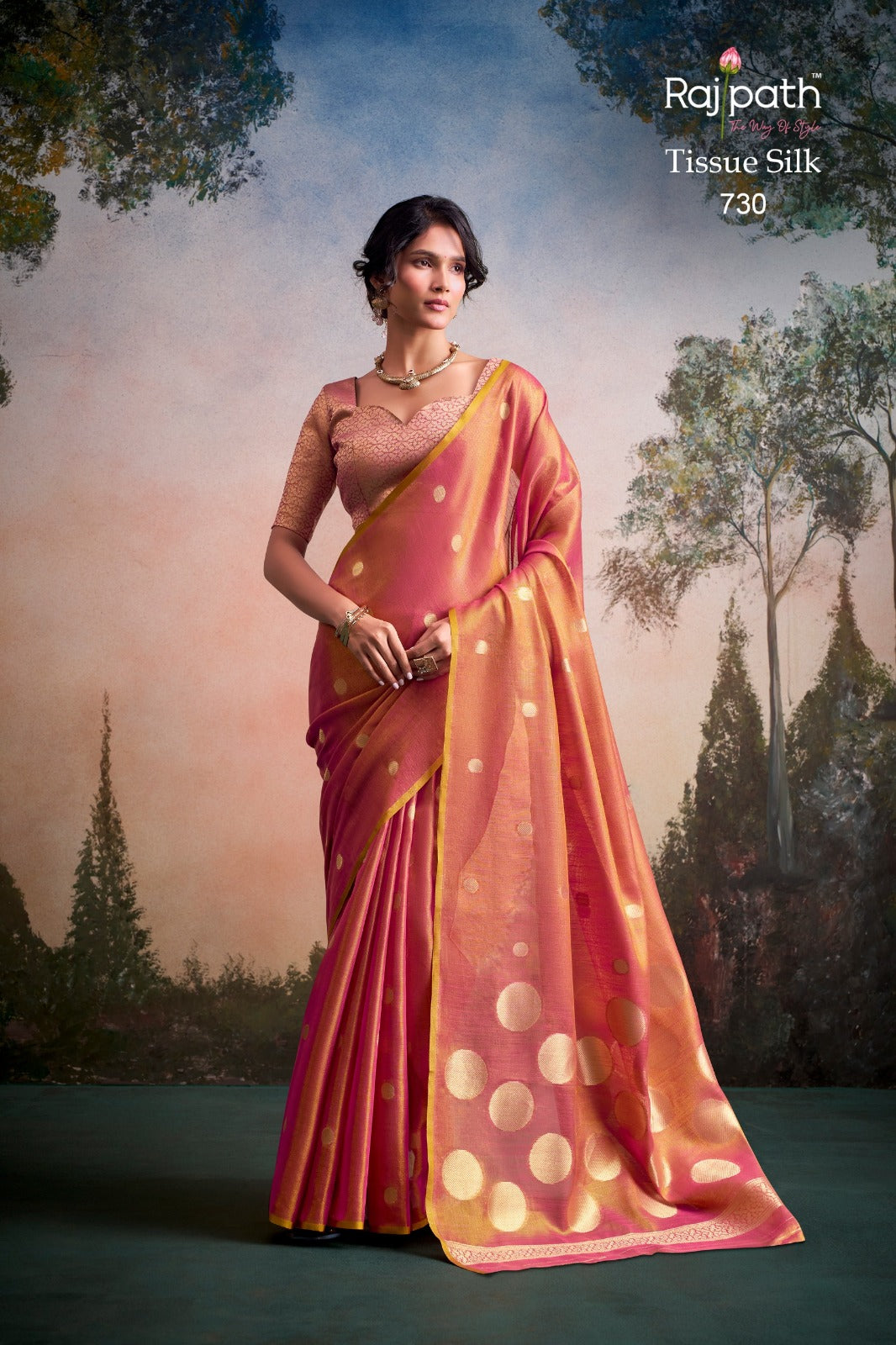 Anvika Doller Silk Rajpath Tissue Silk Sarees Supplier Ahmedabad