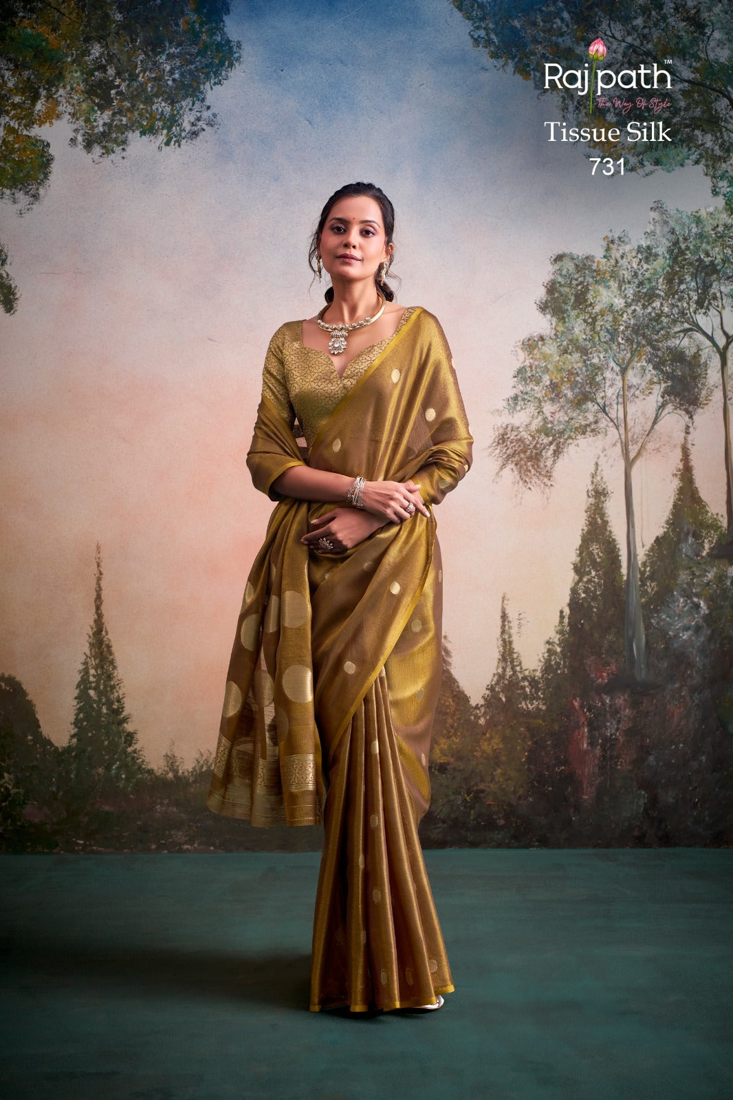 Anvika Doller Silk Rajpath Tissue Silk Sarees Supplier Ahmedabad