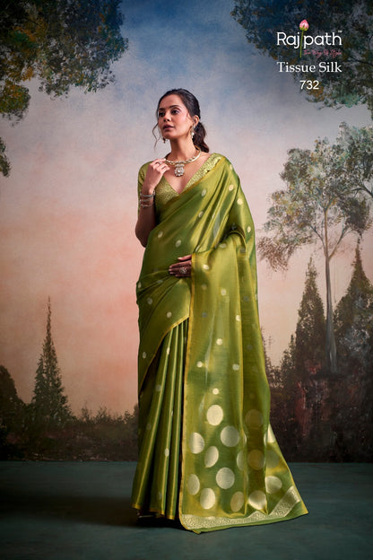 Anvika Doller Silk Rajpath Tissue Silk Sarees Supplier Ahmedabad