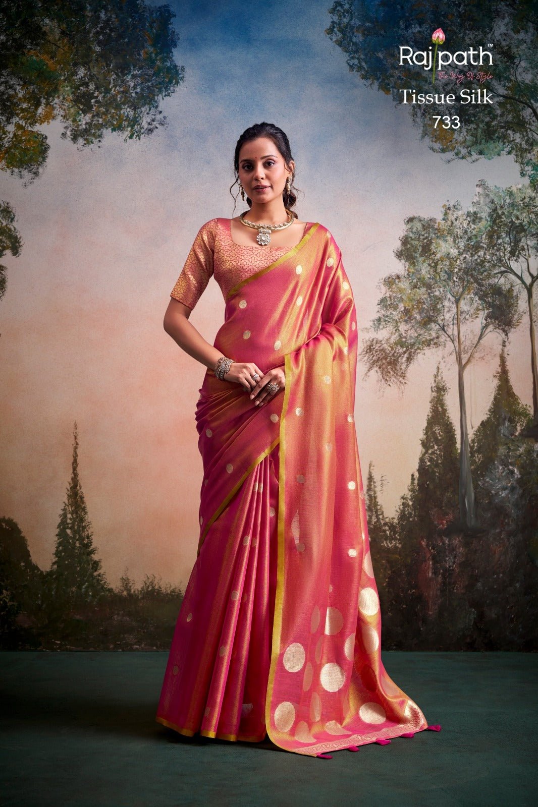 Anvika Doller Silk Rajpath Tissue Silk Sarees Supplier Ahmedabad