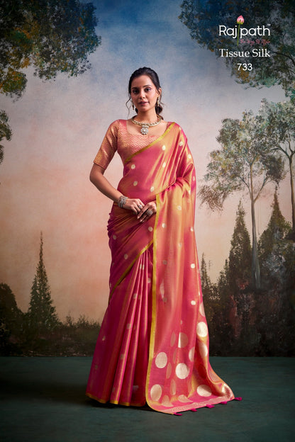 Anvika Doller Silk Rajpath Tissue Silk Sarees Supplier Ahmedabad
