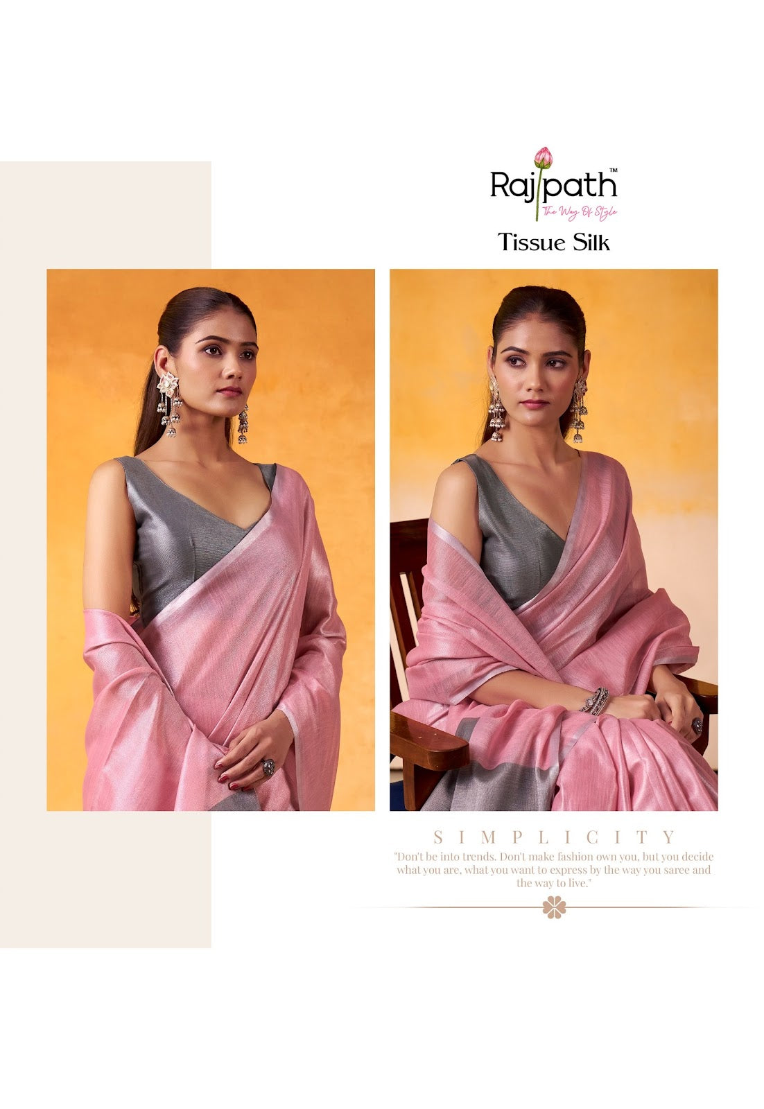 Anvika Light Edition Rajpath Tissue Silk Sarees Exporter India