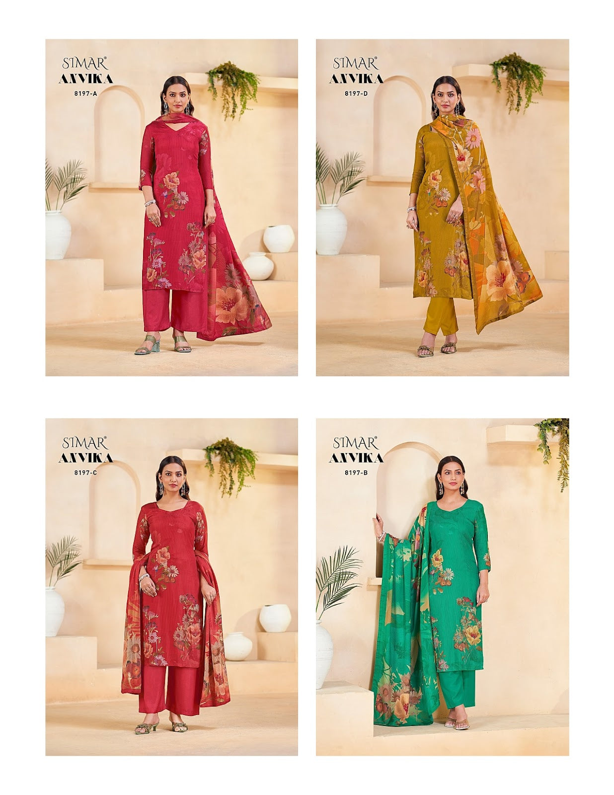 Anvika Simar Viscose Pant Style Suits Wholesaler Ahmedabad
