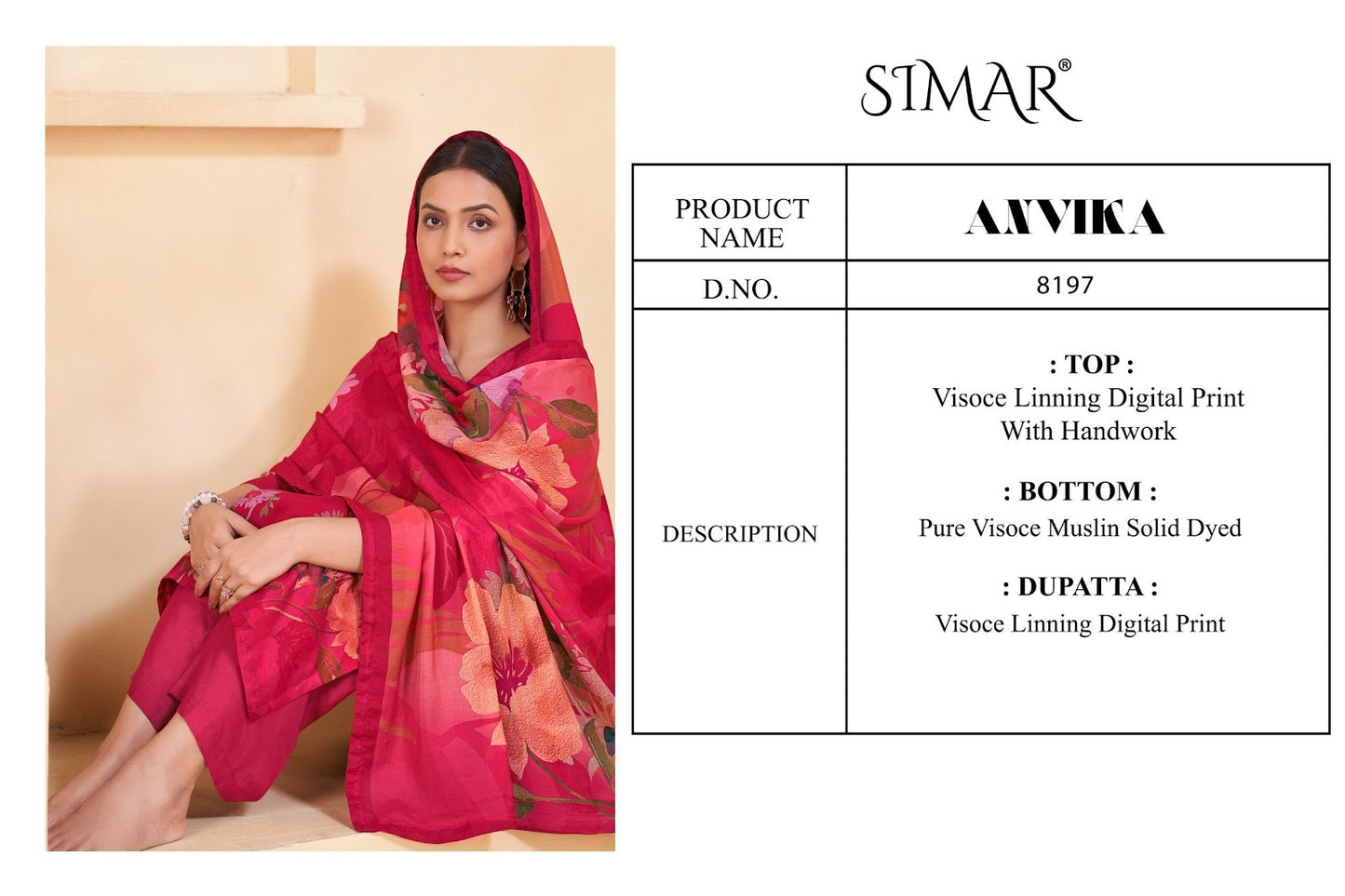 Anvika Simar Viscose Pant Style Suits Wholesaler Ahmedabad