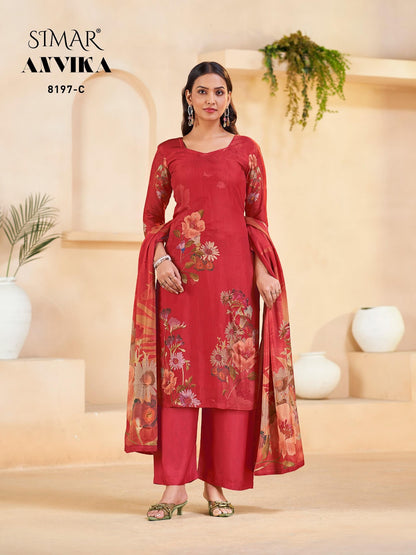 Anvika Simar Viscose Pant Style Suits Wholesaler Ahmedabad