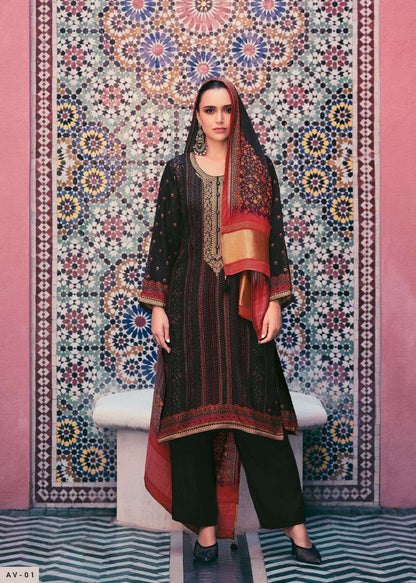 Anvika Varsha Fashions Russian Silk Plazzo Style Suits Wholesale Price