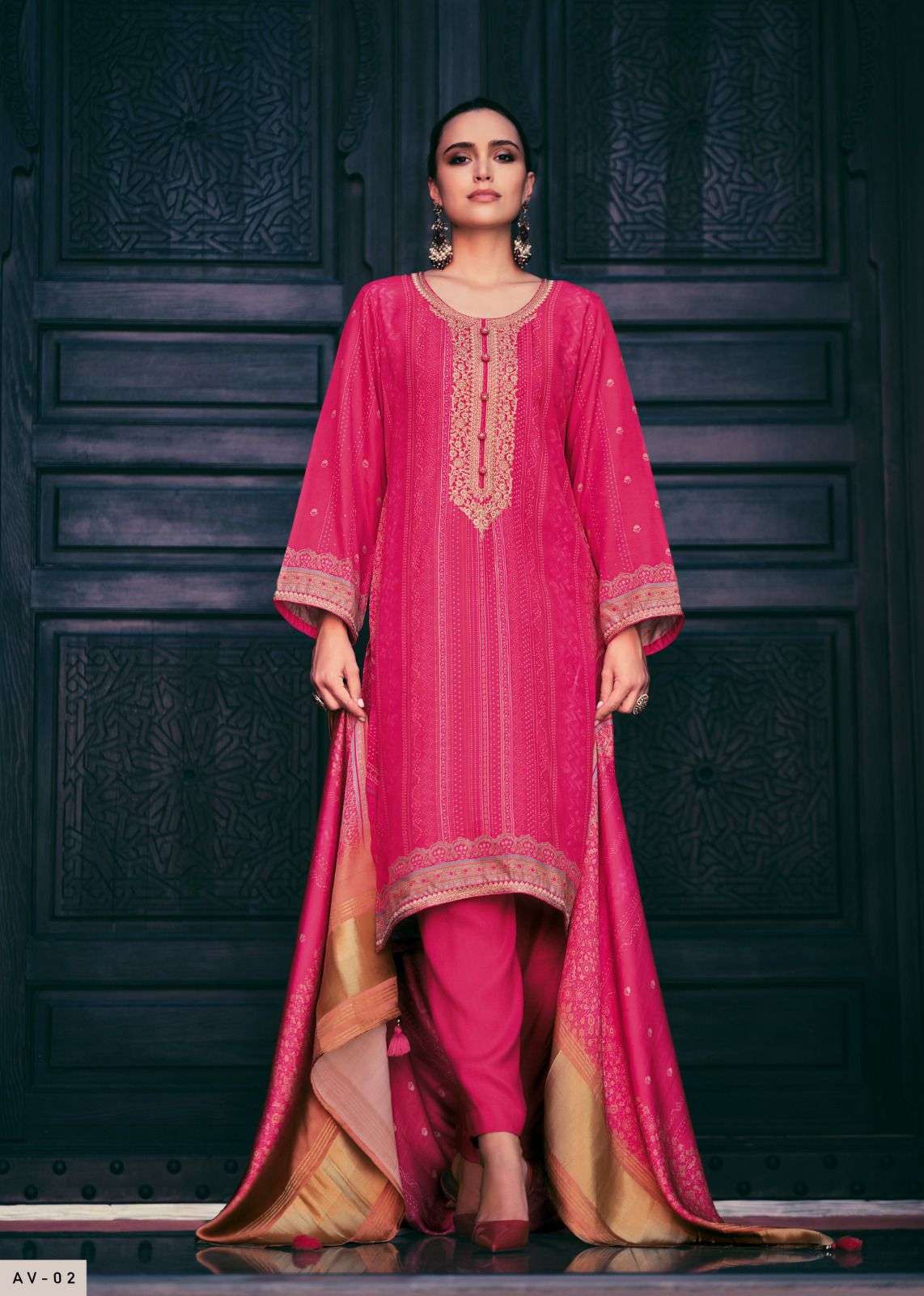 Anvika Varsha Fashions Russian Silk Plazzo Style Suits Wholesale Price