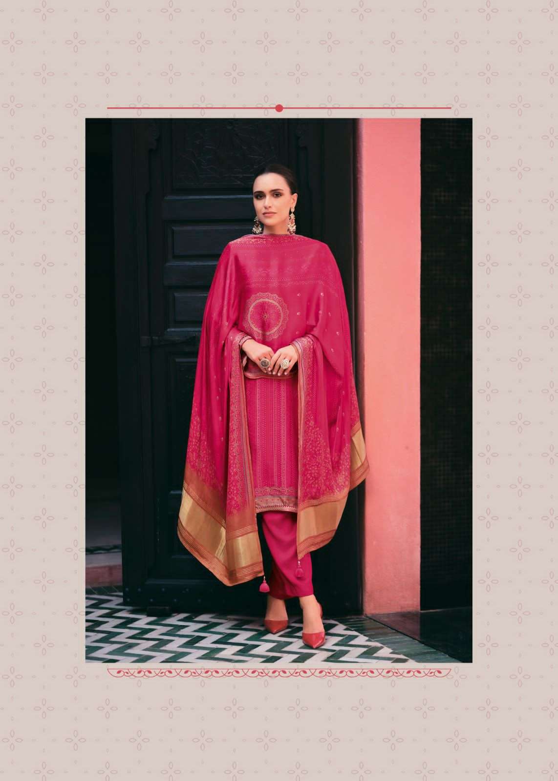 Anvika Varsha Fashions Russian Silk Plazzo Style Suits Wholesale Price