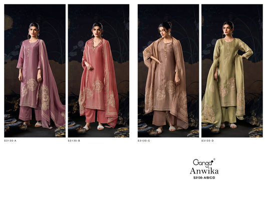 Anwika 3130 Ganga Premium Bemberg Plazzo Style Suits Manufacturer Ahmedabad