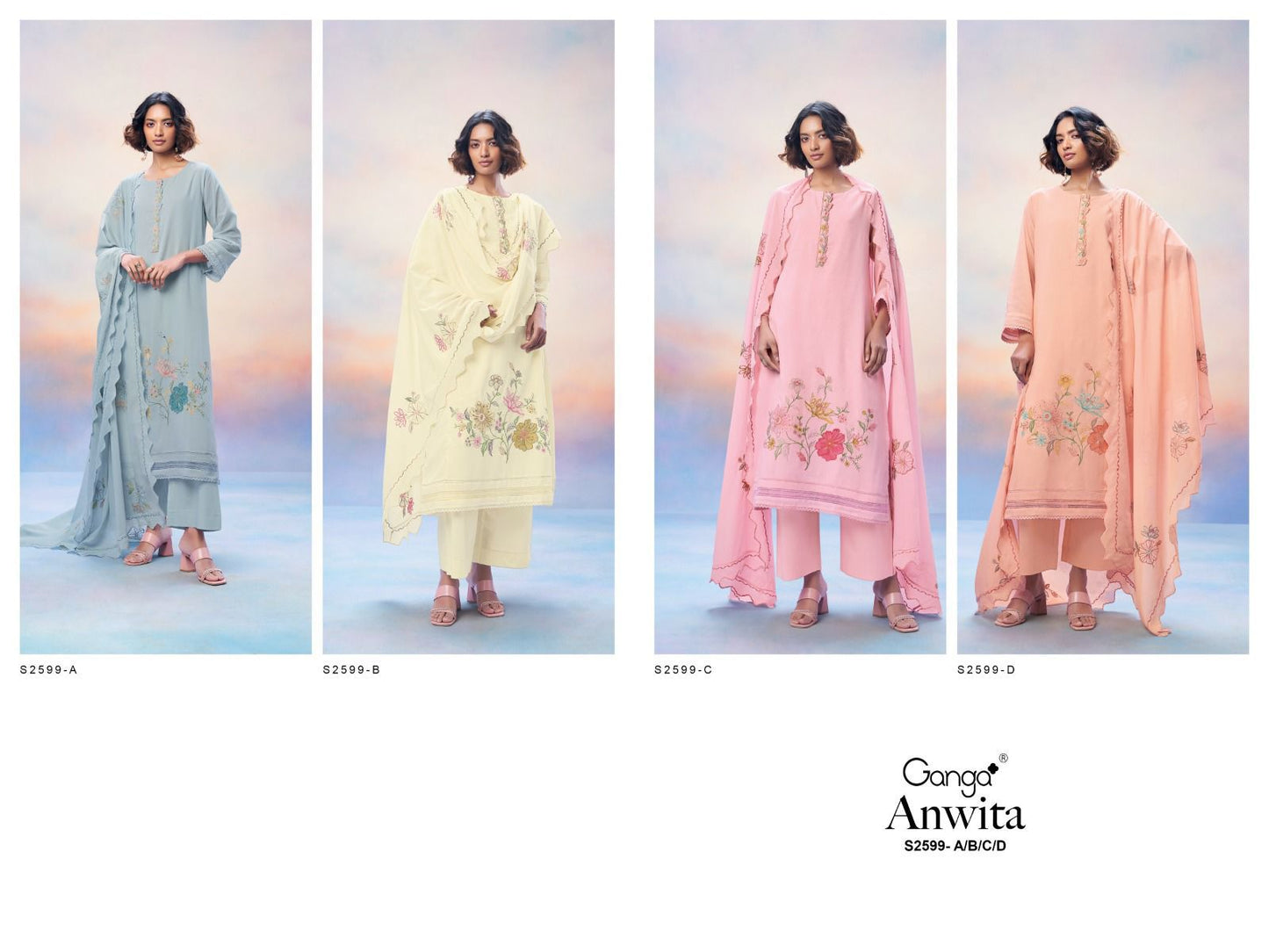 Anwita-2599 Ganga Premium Plazzo Style Suits Supplier Ahmedabad