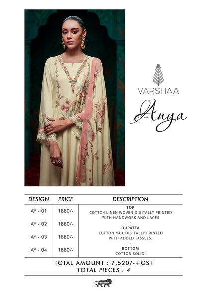 Anya Varshaa Cotton Linen Pant Style Suits Wholesaler Gujarat