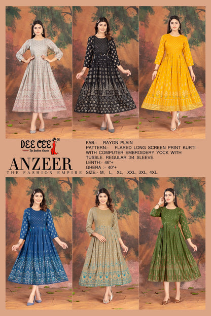 Anzeer Deecee Rayon Anarkali Kurtis Wholesaler India