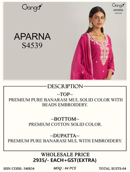 Aparna S4539 Ganga Banarasi Plazzo Style Suits Wholesaler Gujarat