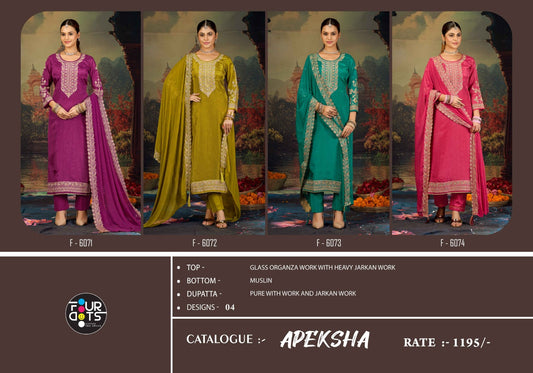 Apeksha Four Dots Organza Pant Style Suits Exporter Ahmedabad