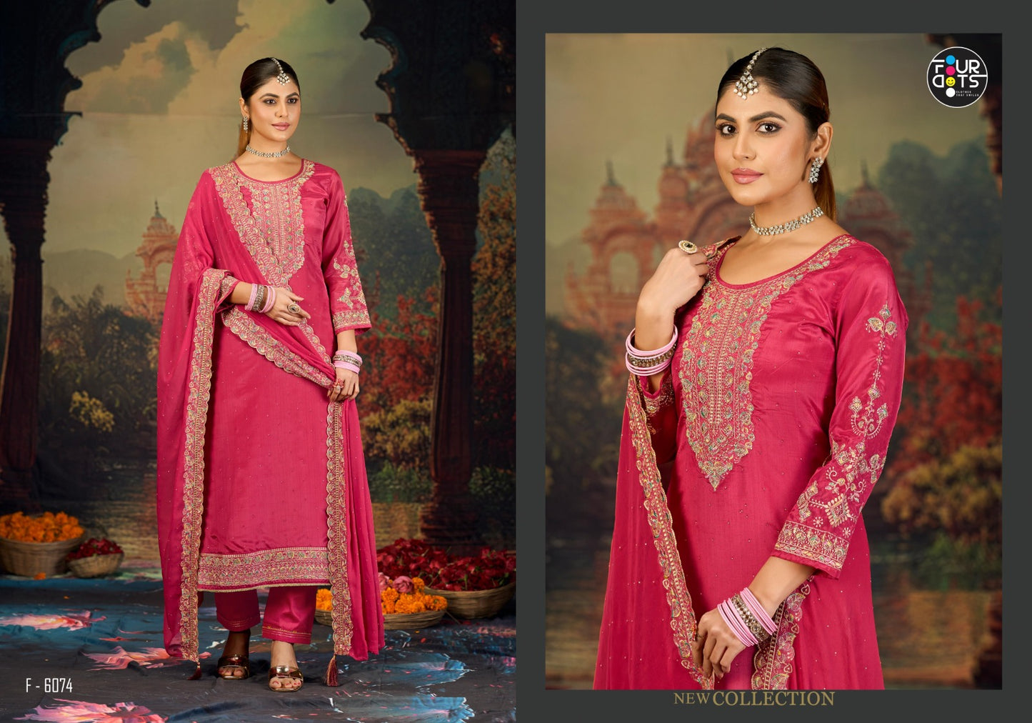 Apeksha Four Dots Organza Pant Style Suits Exporter Ahmedabad