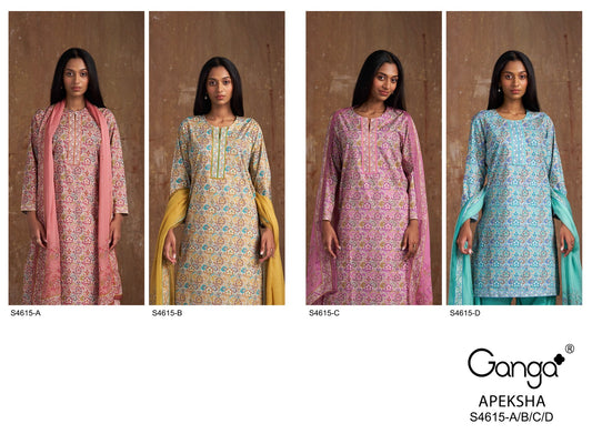 Apeksha S4615 Ganga Cotton Pant Style Suits Wholesaler Ahmedabad