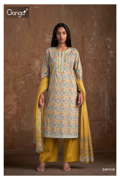 Apeksha S4615 Ganga Cotton Pant Style Suits Wholesaler Ahmedabad