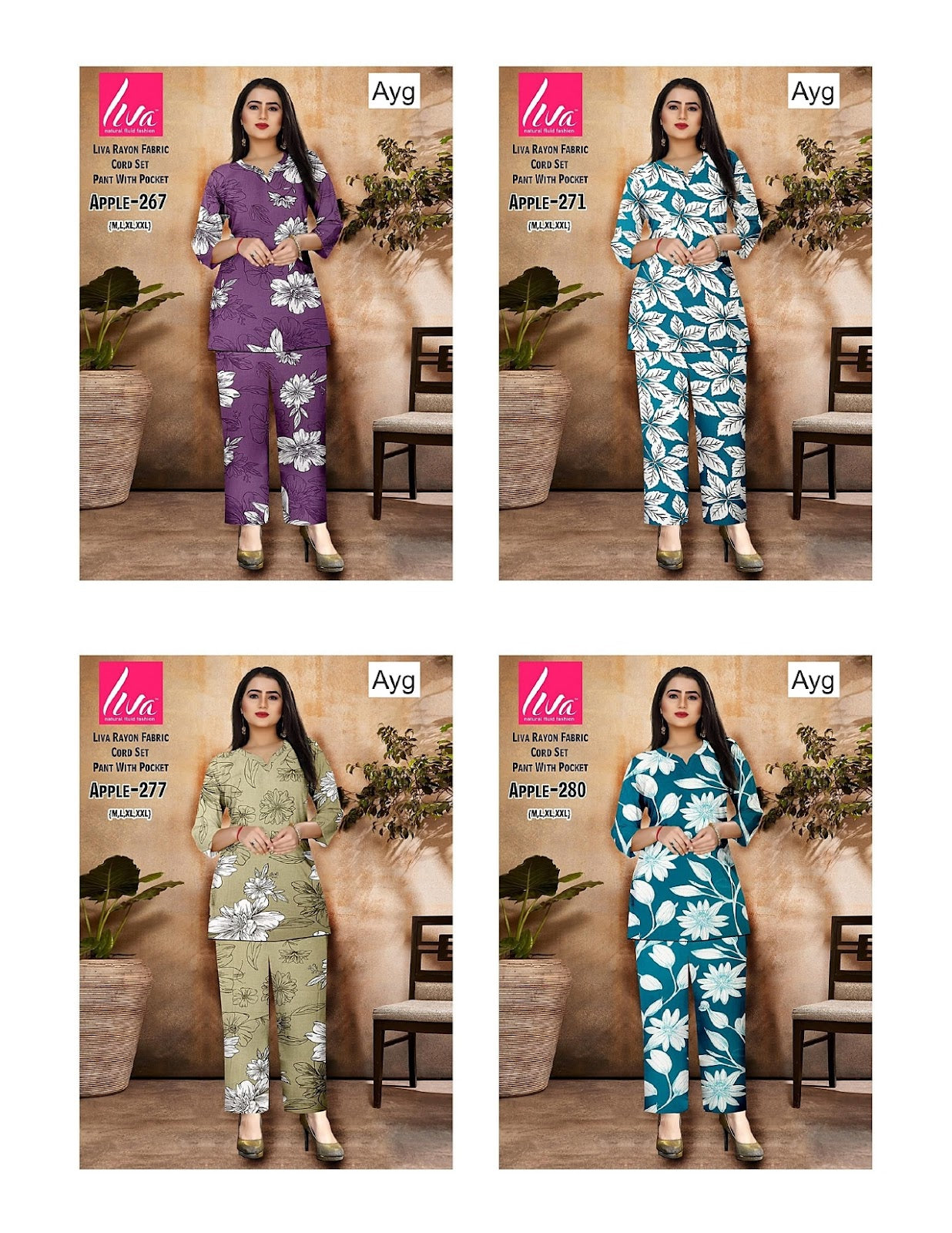 Apple 0409 Ayg Liva Rayon Co Ord Set Supplier Gujarat
