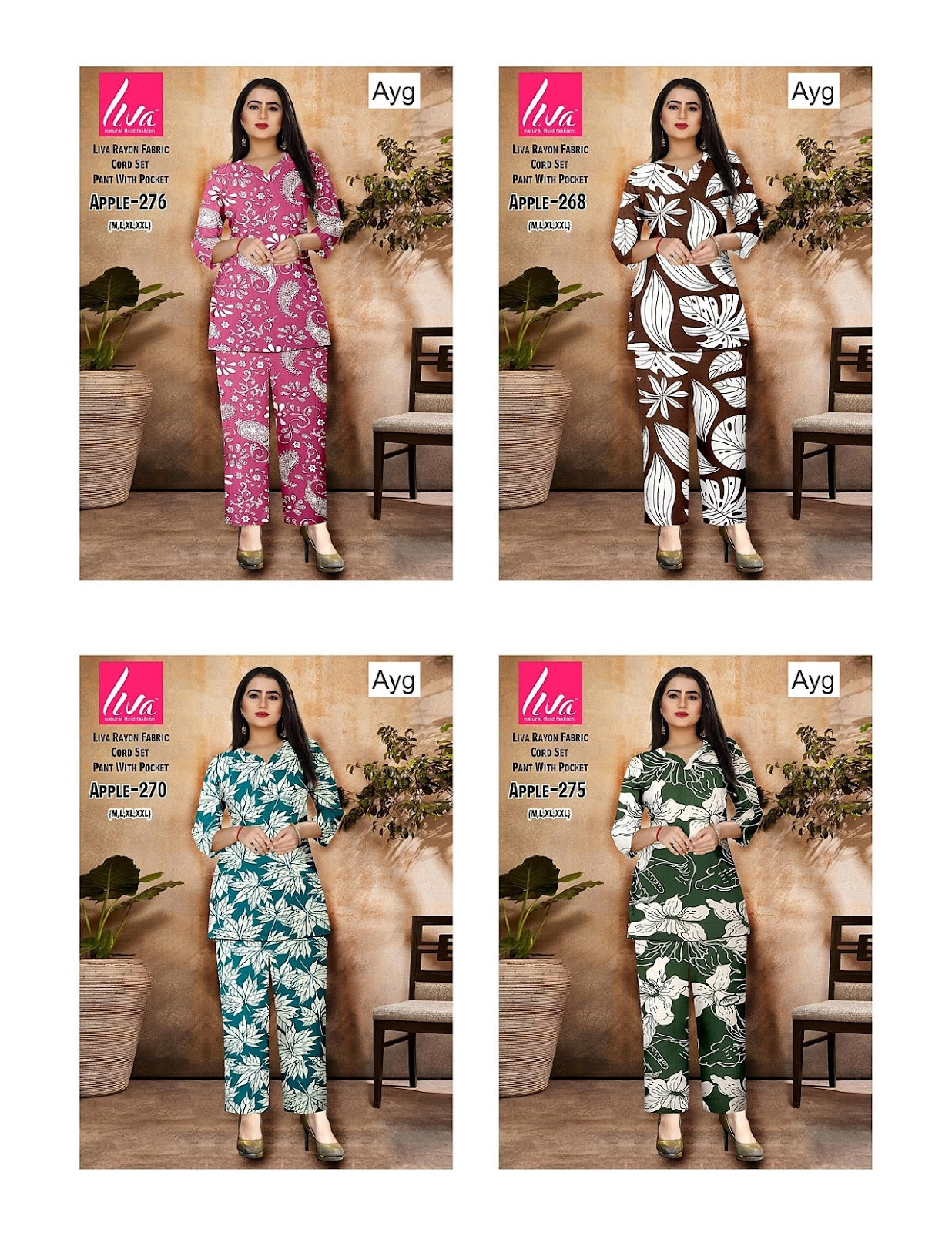 Apple 0409 Ayg Liva Rayon Co Ord Set Supplier Gujarat