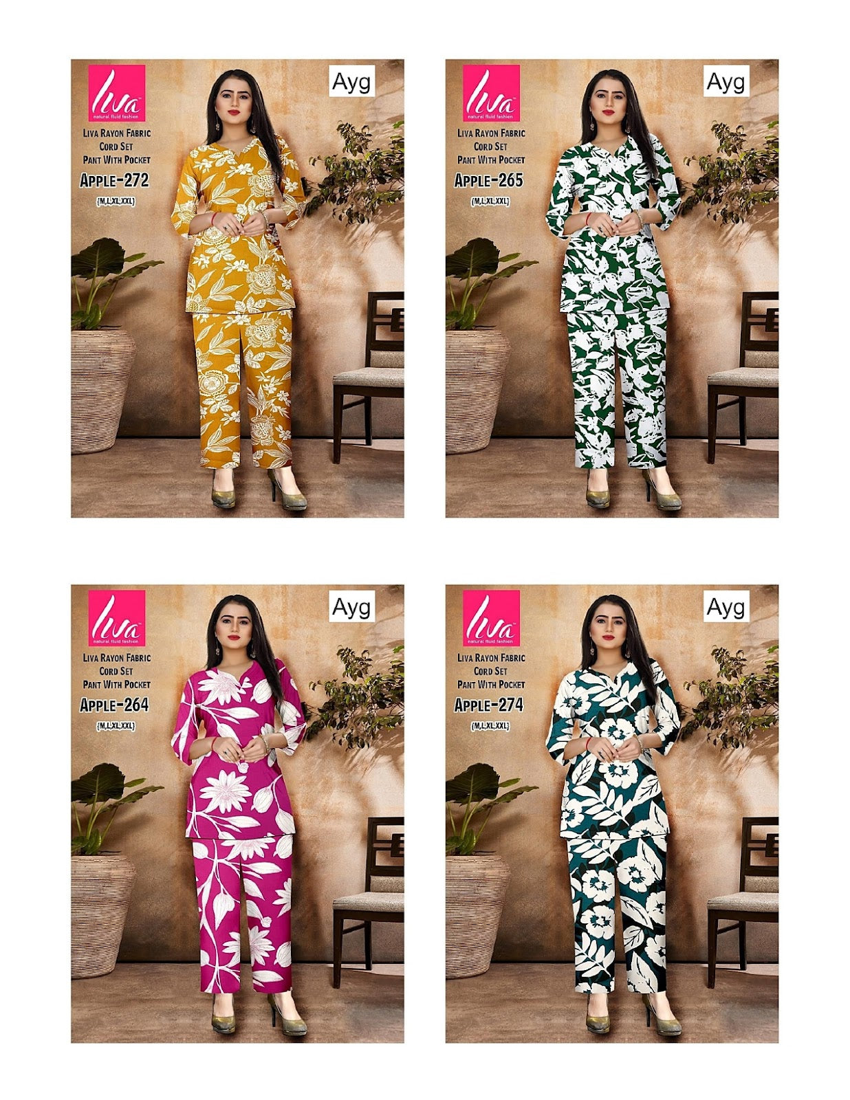Apple 0409 Ayg Liva Rayon Co Ord Set Supplier Gujarat