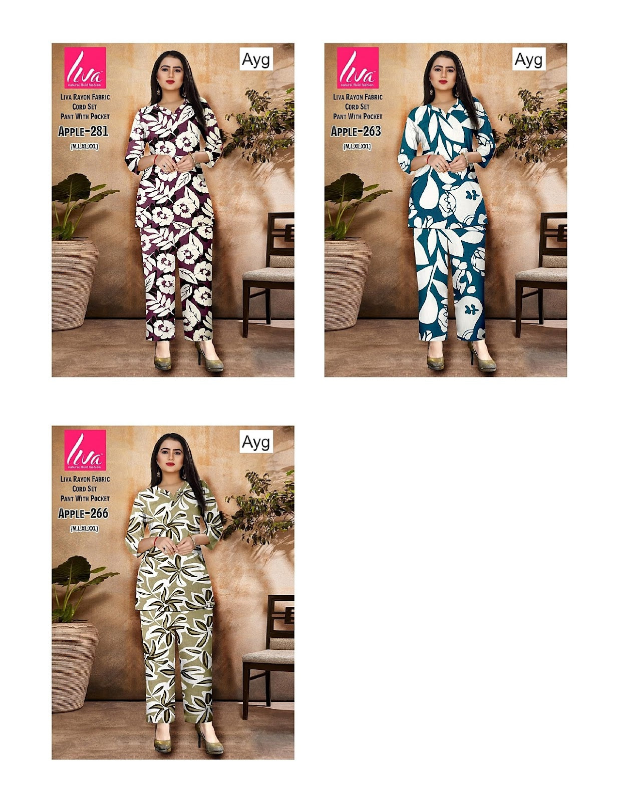 Apple 0409 Ayg Liva Rayon Co Ord Set Supplier Gujarat