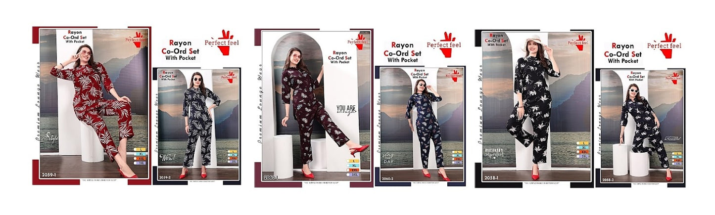 Apple Cut 1408 Perfect Feel Rayon 17Kg Co Ord Set Wholesaler Gujarat