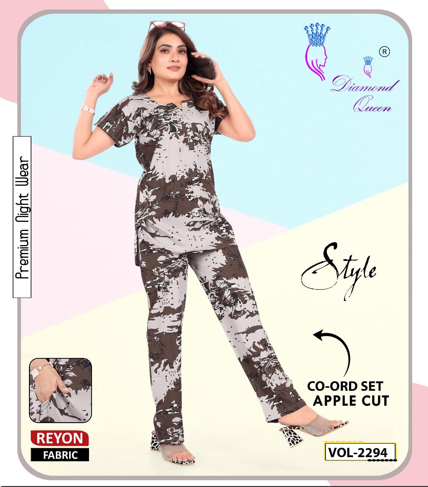 Apple Cut 2807 Diamond Queen Rayon 22Kg Co Ord Set Supplier India