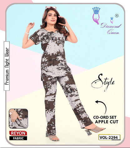 Apple Cut 2807 Diamond Queen Rayon 22Kg Co Ord Set Supplier India