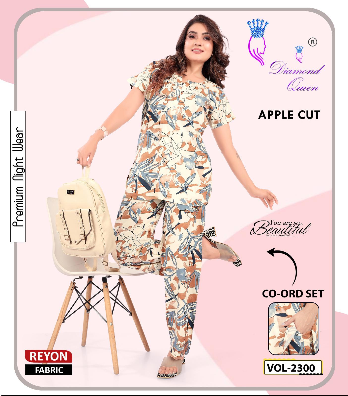 Apple Cut 2807 Diamond Queen Rayon 22Kg Co Ord Set Supplier India