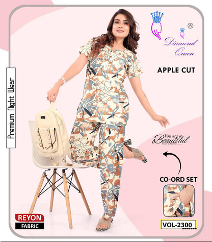 Apple Cut 2807 Diamond Queen Rayon 22Kg Co Ord Set Supplier India
