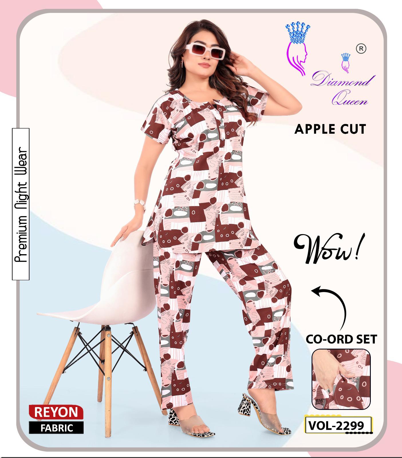 Apple Cut 2807 Diamond Queen Rayon 22Kg Co Ord Set Supplier India