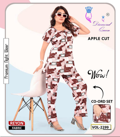Apple Cut 2807 Diamond Queen Rayon 22Kg Co Ord Set Supplier India