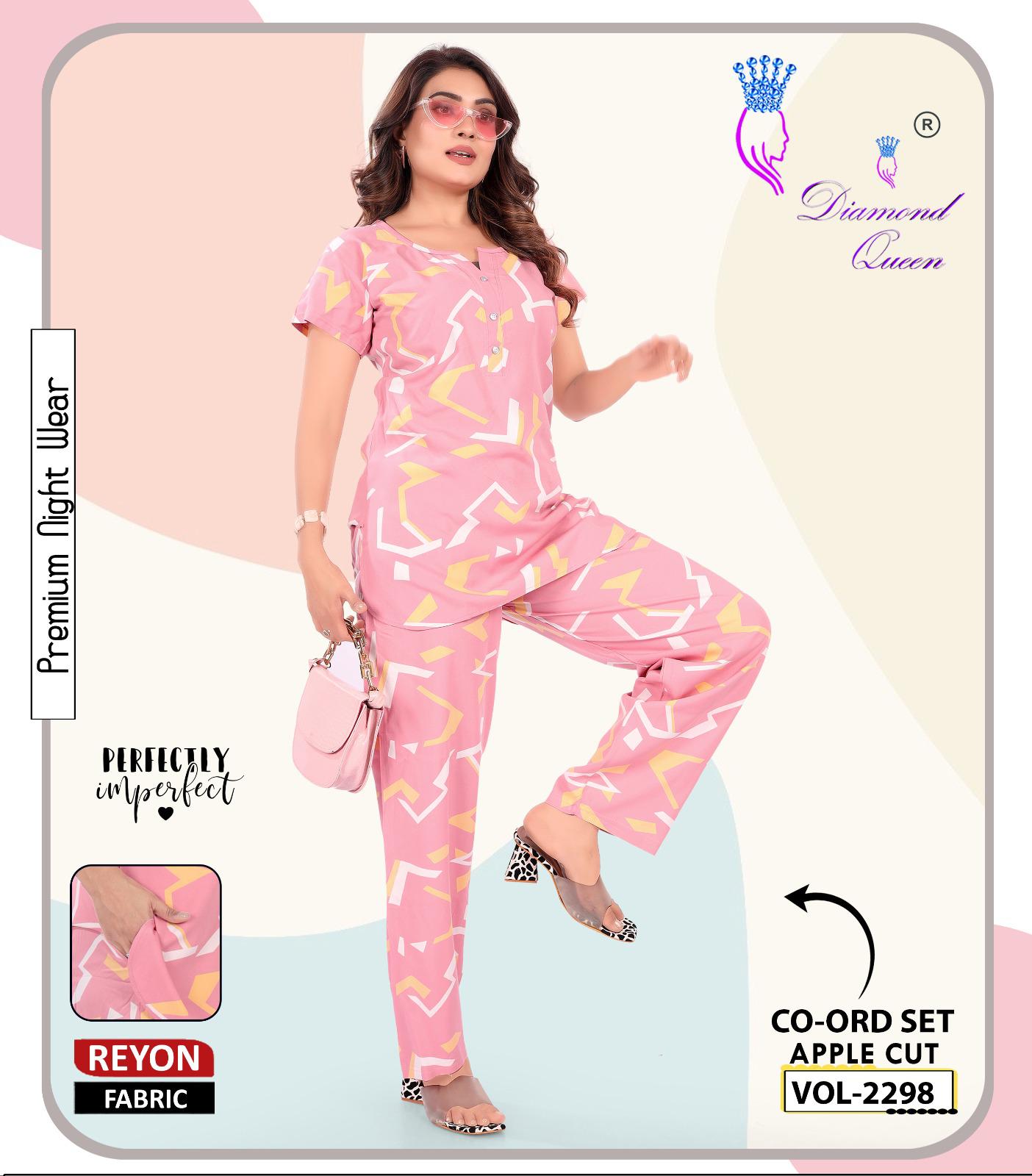 Apple Cut 2807 Diamond Queen Rayon 22Kg Co Ord Set Supplier India
