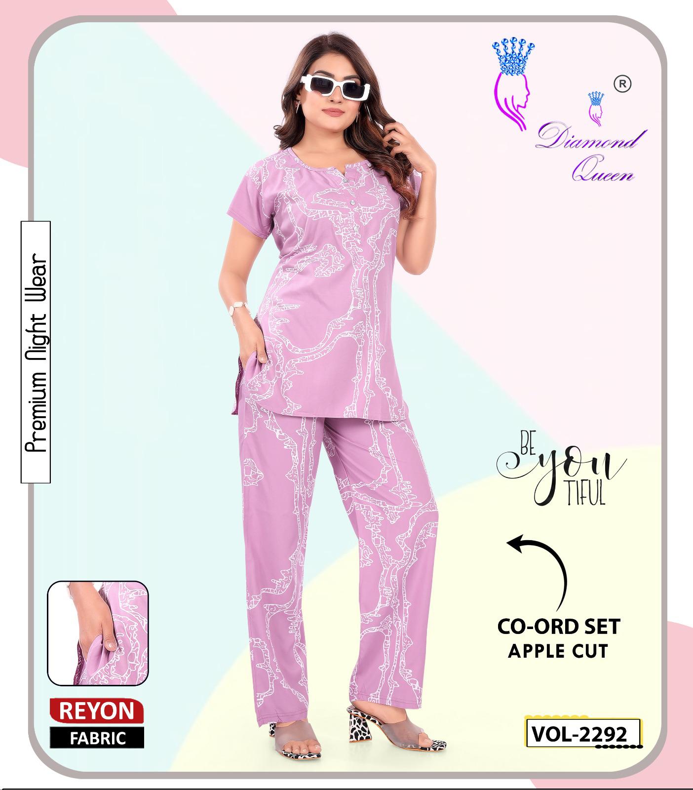 Apple Cut 2807 Diamond Queen Rayon 22Kg Co Ord Set Supplier India