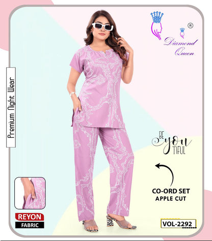 Apple Cut 2807 Diamond Queen Rayon 22Kg Co Ord Set Supplier India
