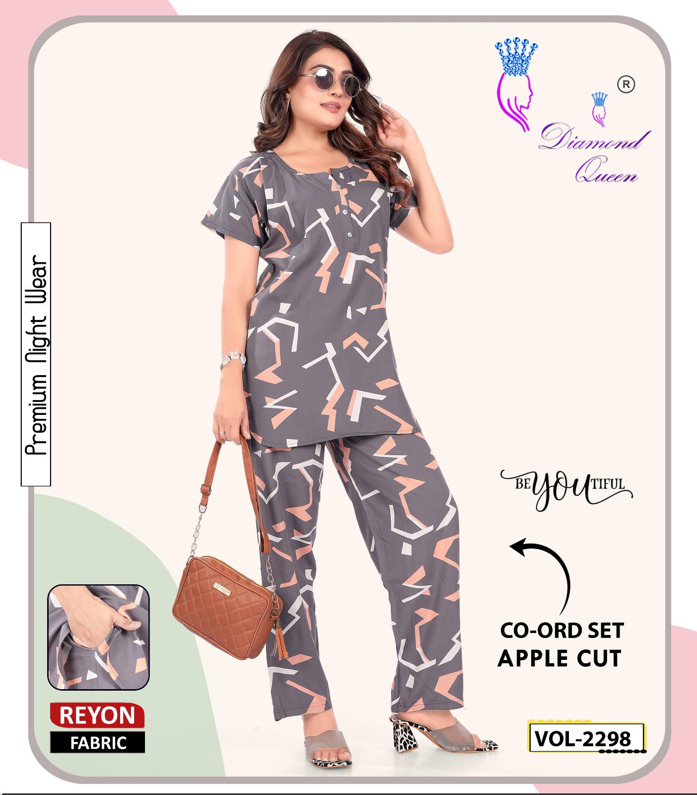 Apple Cut 2807 Diamond Queen Rayon 22Kg Co Ord Set Supplier India