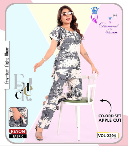 Apple Cut 2807 Diamond Queen Rayon 22Kg Co Ord Set Supplier India