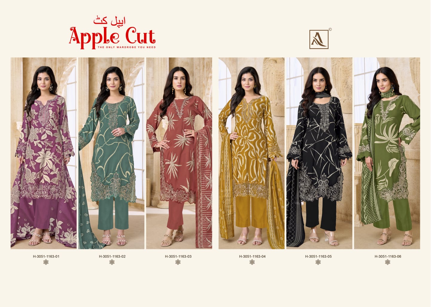 Apple Cut Alok Viscose Reyon Karachi Salwar Suits Manufacturer Ahmedabad