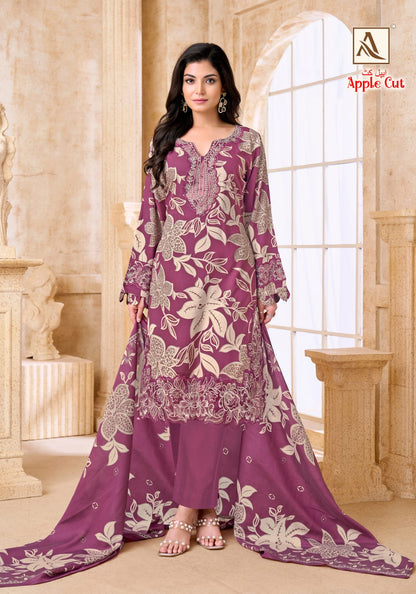 Apple Cut Alok Viscose Reyon Karachi Salwar Suits Manufacturer Ahmedabad