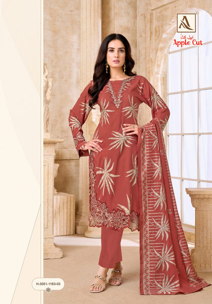 Apple Cut Alok Viscose Reyon Karachi Salwar Suits Manufacturer Ahmedabad