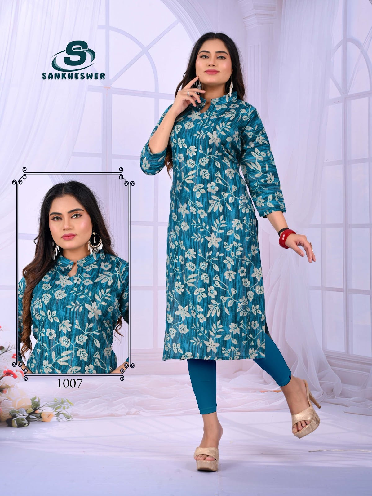Apple Vol 1 Sankheswer Vertican Long Straight Kurti Supplier Gujarat